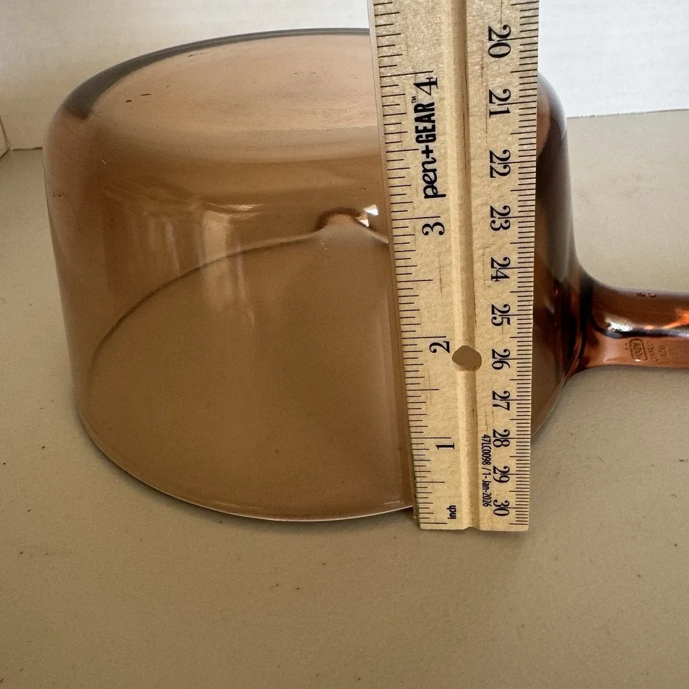 Visions Corning Sauce Pot 1L Brown Glass with Pour Spout Vintage USA